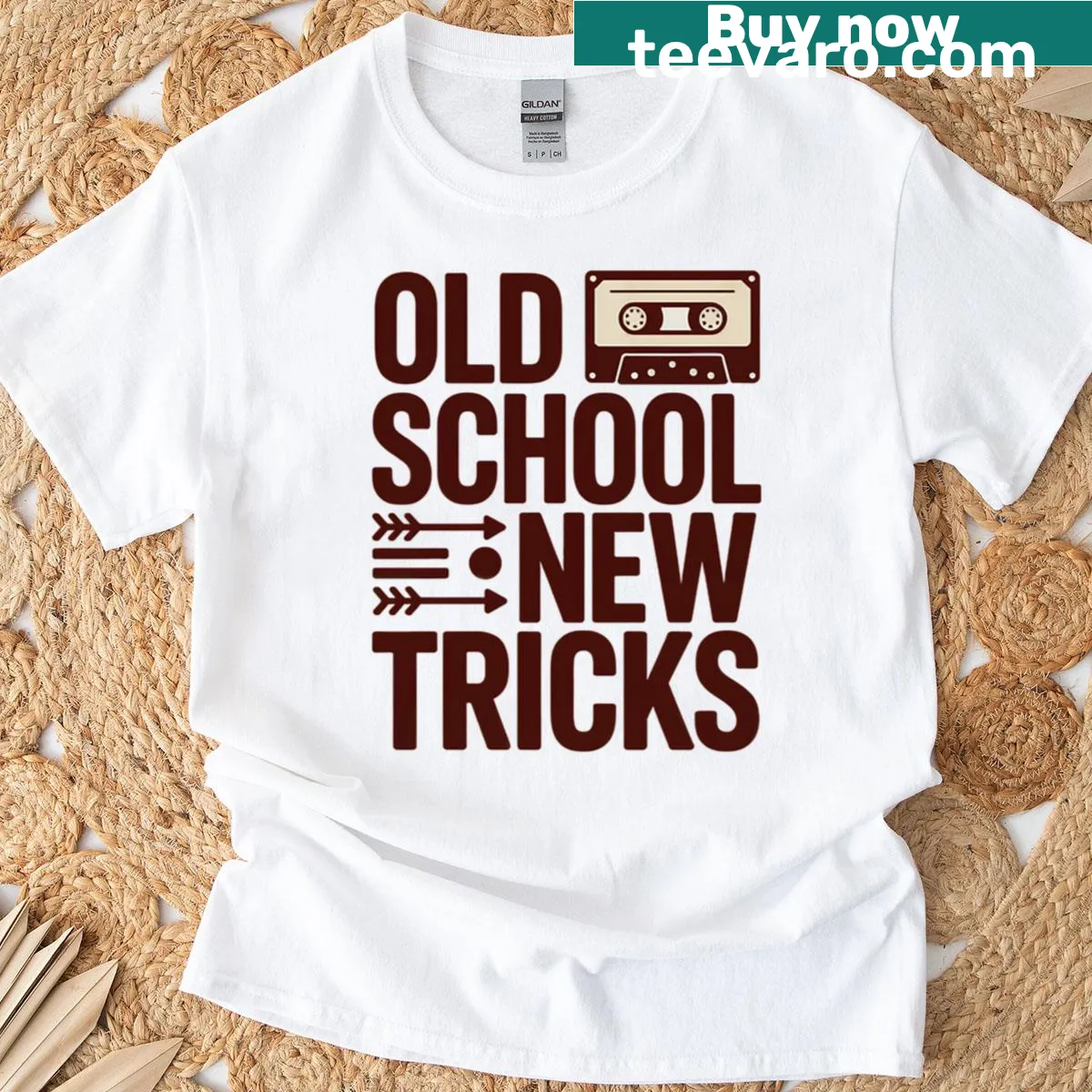 Retro cassette graphic with vintage typography T-shirt — on a men's t-shirt