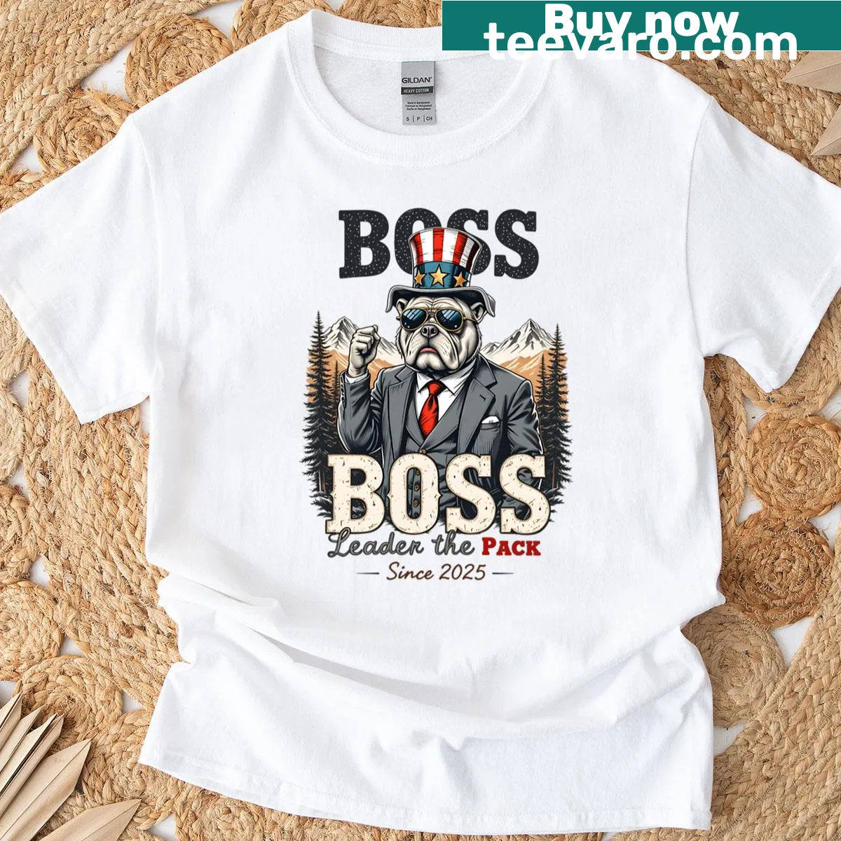 Funny dog in a suit graphic with 'Pawfessional Boss' text — on a men's t-shirt