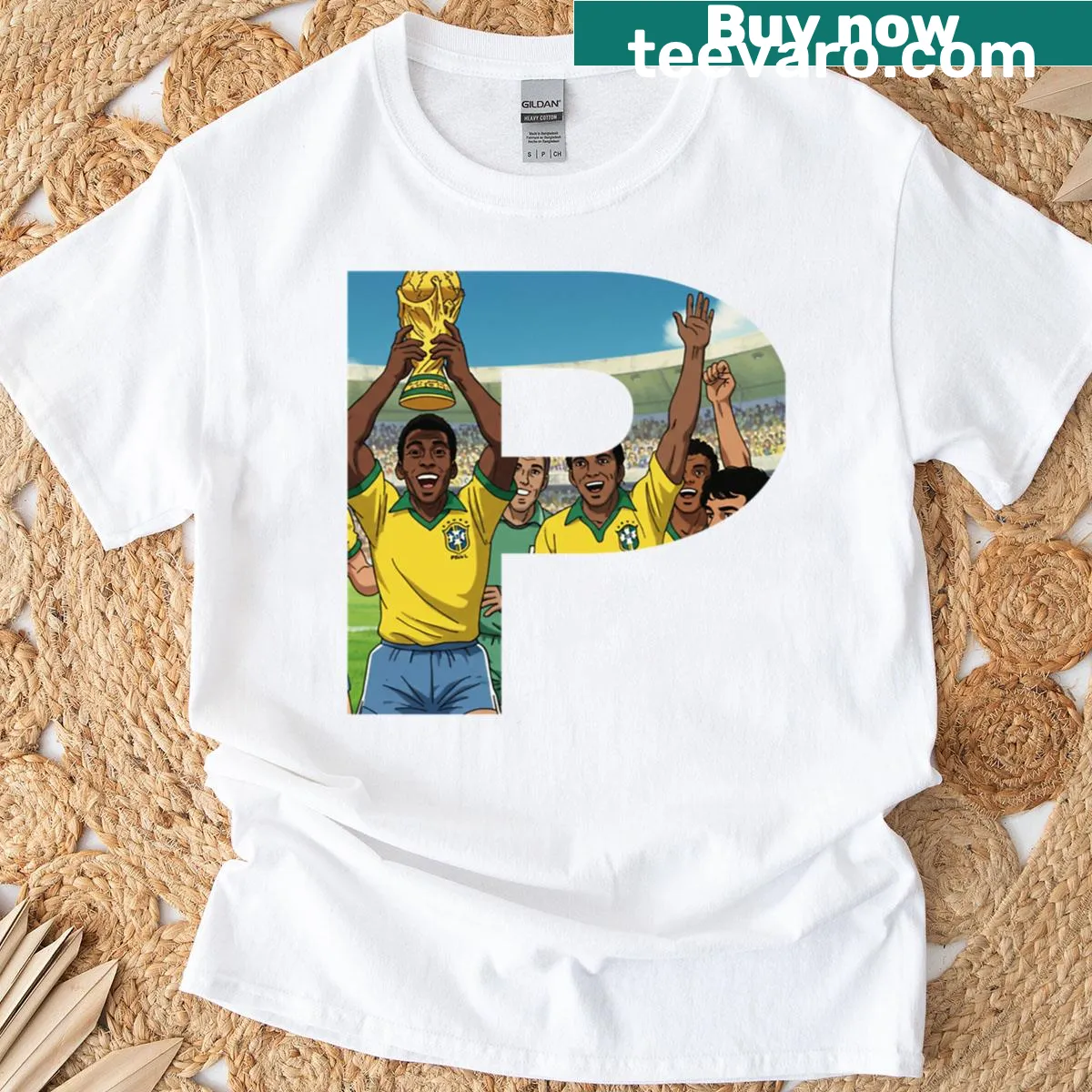 Oversized shirt featuring Pel, the soccer legend — on a men's t-shirt