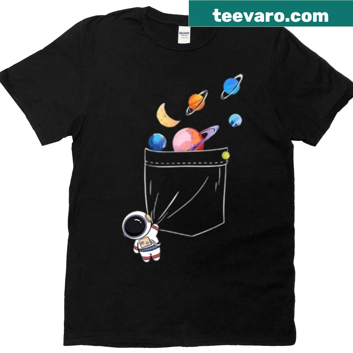 Kawaii astronaut graphic on oversized t-shirt — on a men's t-shirt