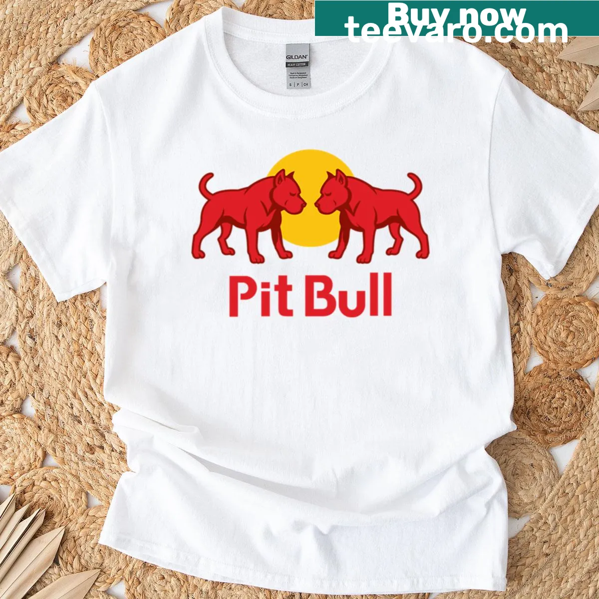 Bold t-shirt celebrating pit bull energy — on a men's t-shirt