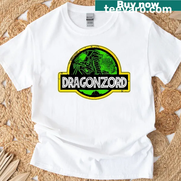 Illustrated T-shirt featuring the Dragonzord from Power Rangers.