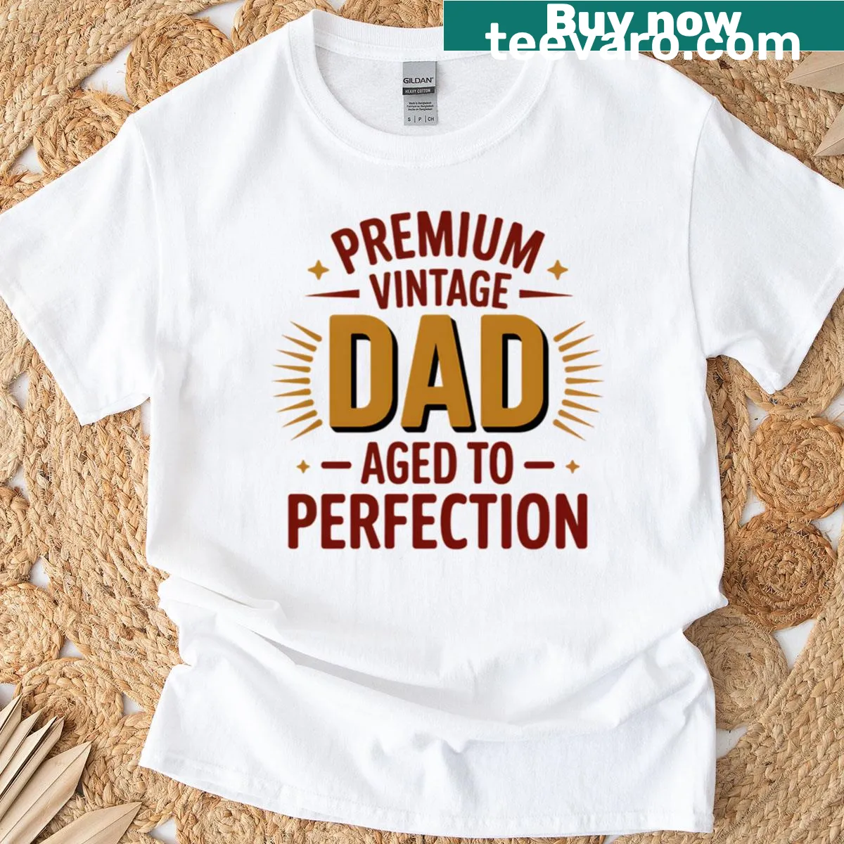 Vintage graphic T-shirt stating 'Aged To Perfection' with a retro design. — on a men's t-shirt