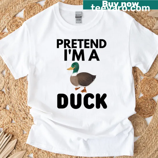 Oversized Halloween t-shirt with the phrase 'Pretend I'm a Duck' in bold typography