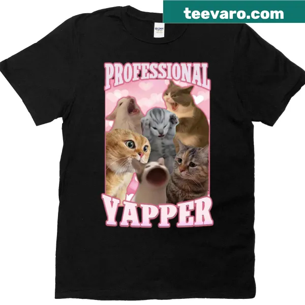 Professional Yapper funny cat themed T-shirt
