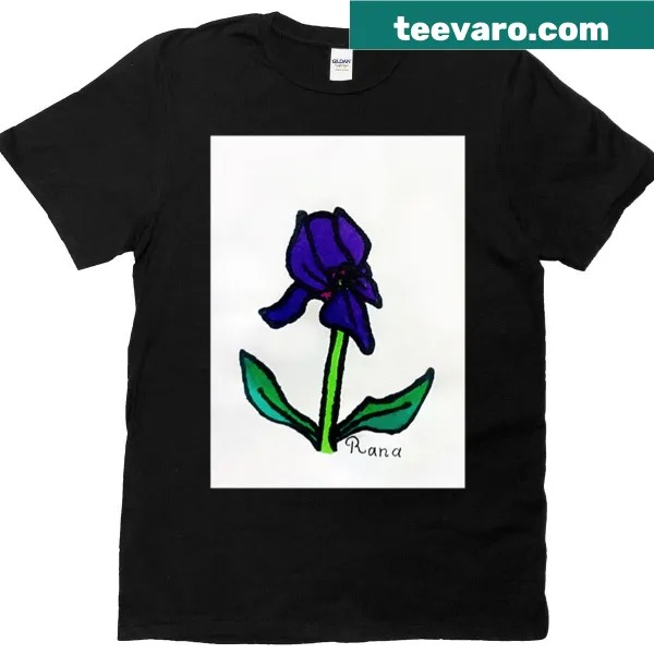 Floral illustration T-shirt with a purple blossom design