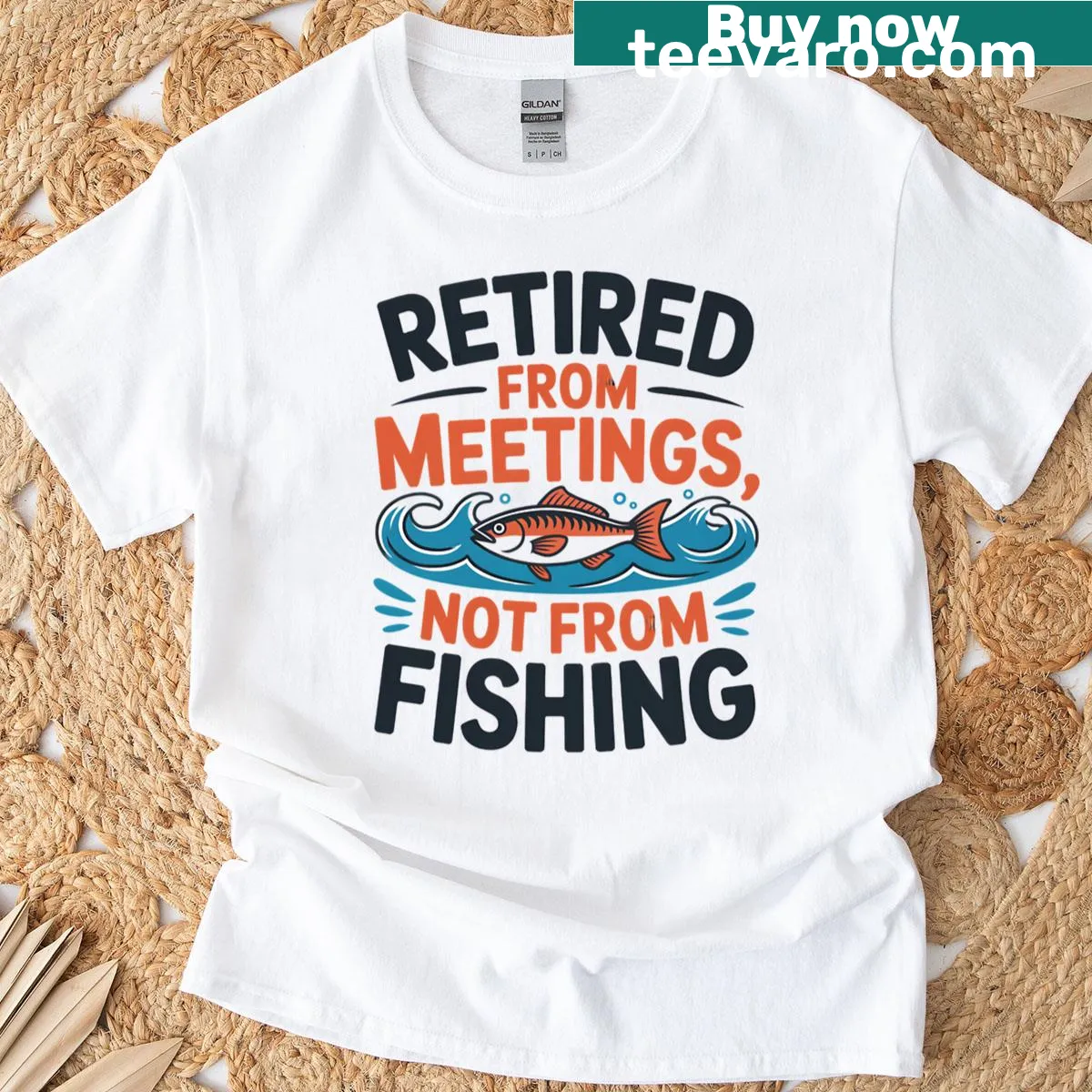 Funny quote T-shirt for retired fishermen with humorous text — on a men's t-shirt