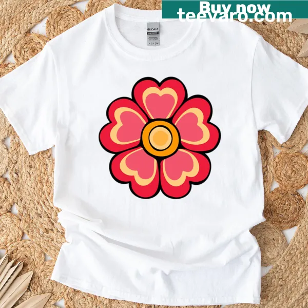 Oversized t-shirt featuring a retro flower icon design.