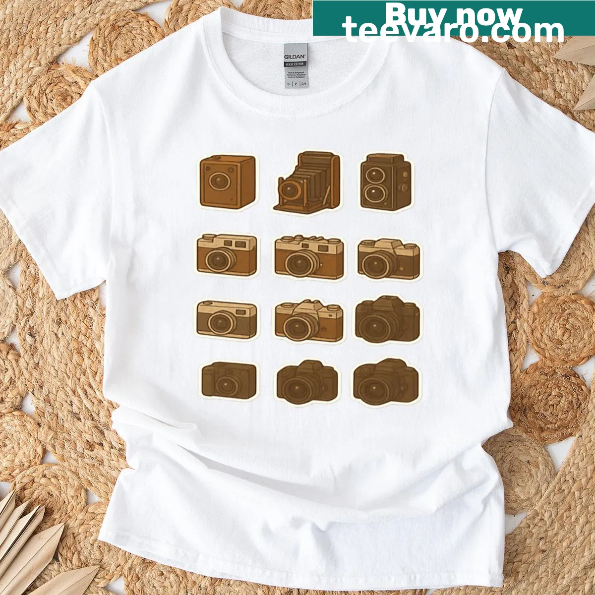 Vintage floral camera design shirt for photography lovers — on a men's t-shirt