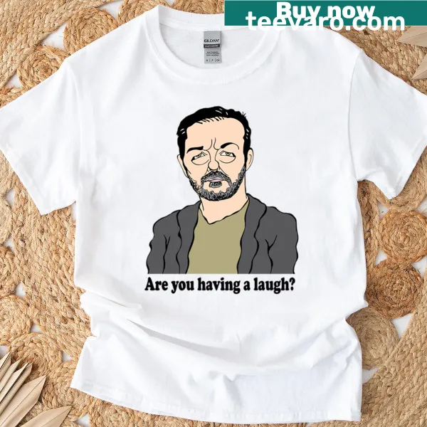 Cartoon fan art of Ricky Gervais on a T-shirt