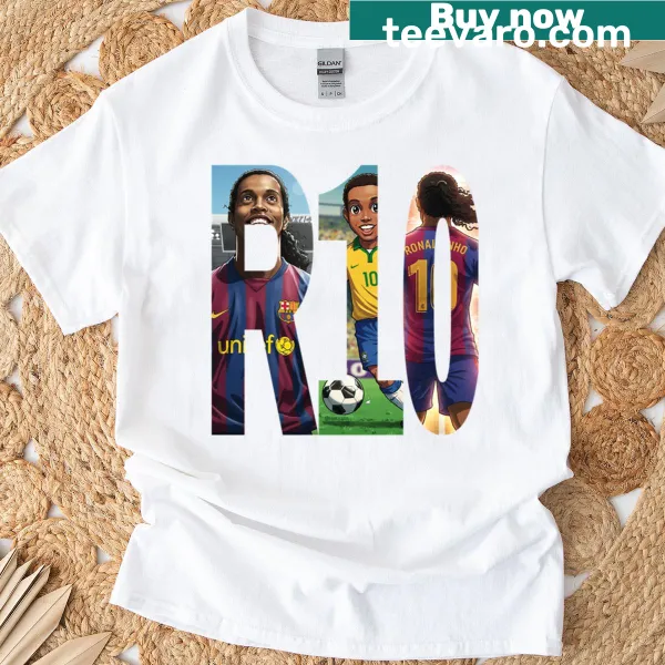 Ronaldinho R10 T-shirt celebrating the soccer legend