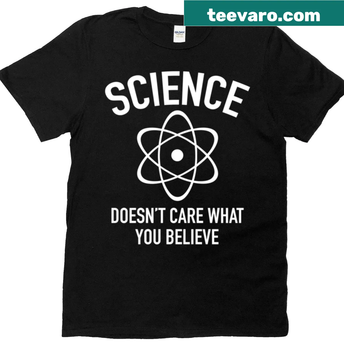 Text-based design stating 'Science Doesn't Care' on t-shirt — on a men's t-shirt