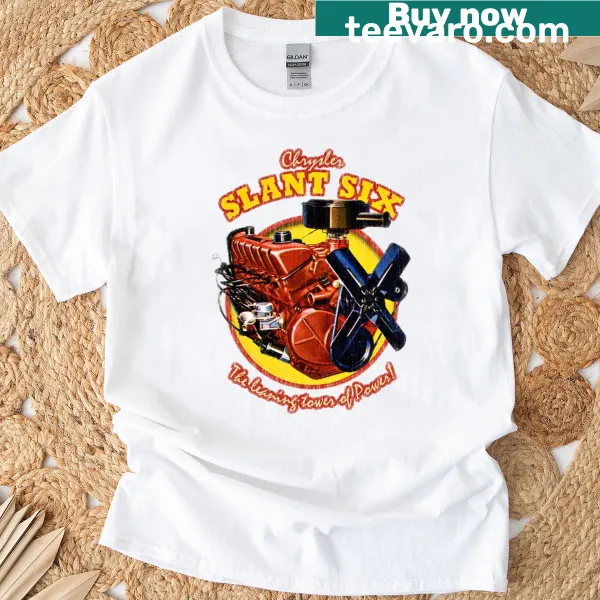 Slant 6 engine graphic on a t-shirt