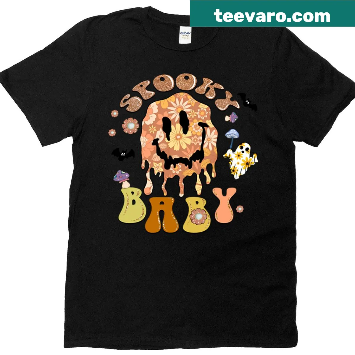 Funny Halloween t-shirt featuring a spooky baby design — on a men's t-shirt