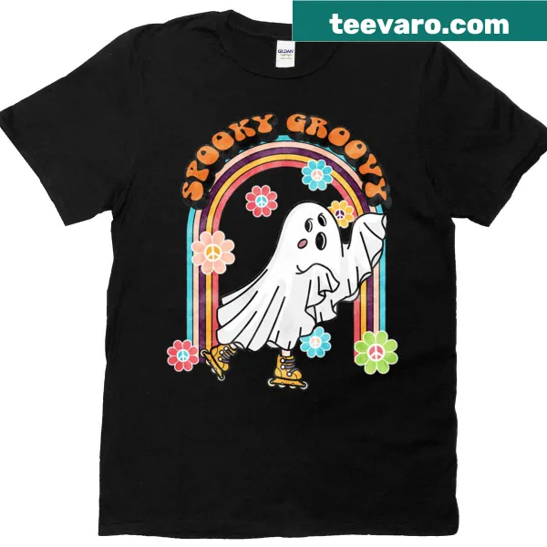 Whimsical Halloween-themed t-shirt with playful illustrations