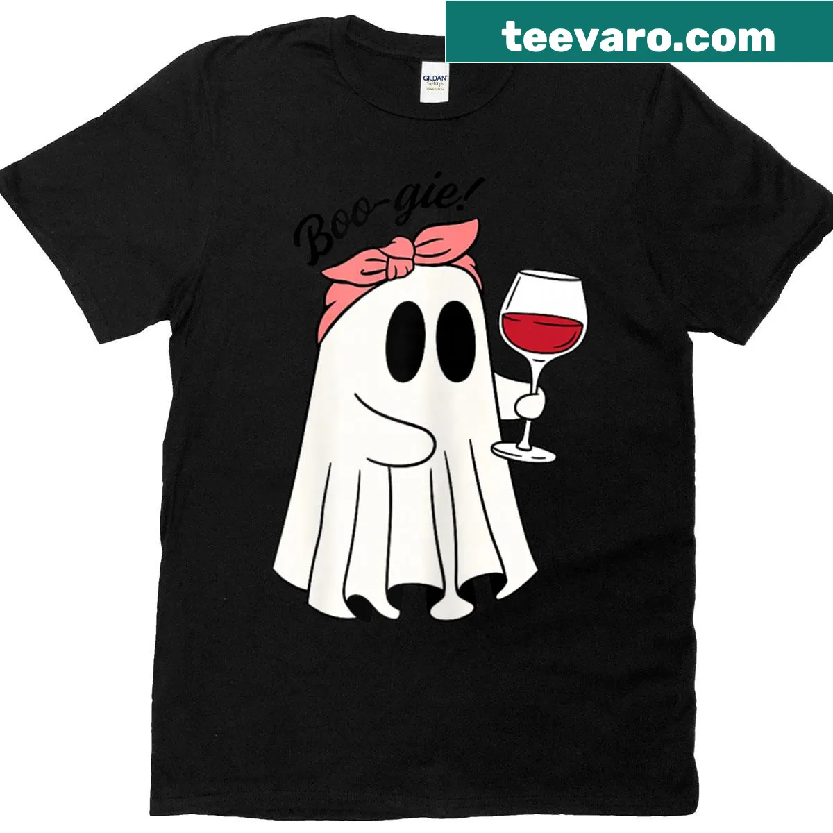 Cute ghost T-shirt for Halloween with playful design — on a men's t-shirt