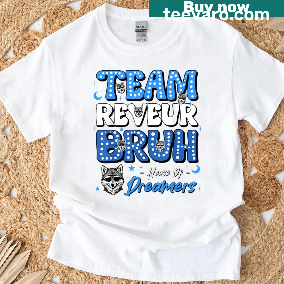 Teacher t-shirt with 'Team Reveur Bruh' school spirit design — on a men's t-shirt