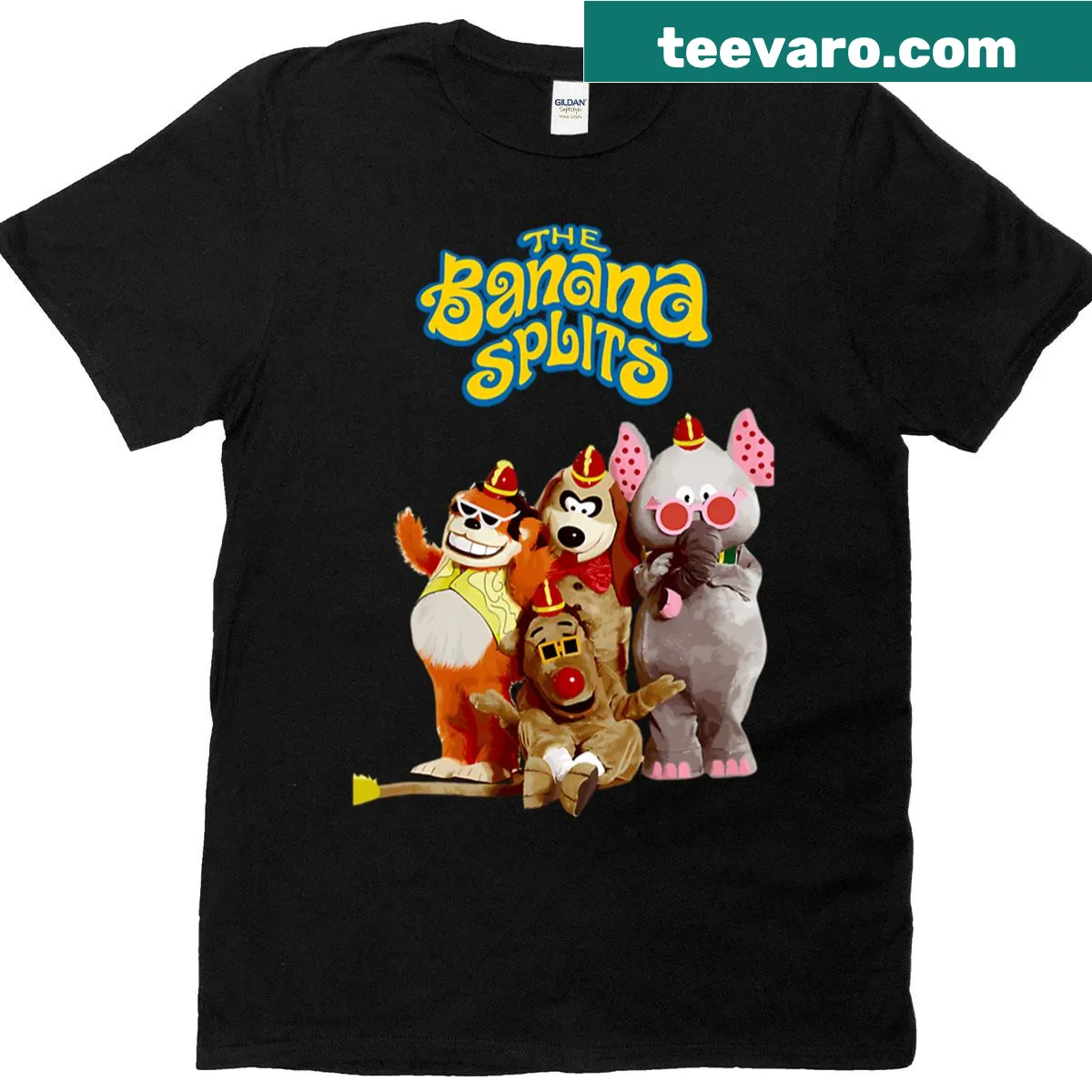 Cartoon design featuring The Banana Splits on a t-shirt — on a men's t-shirt