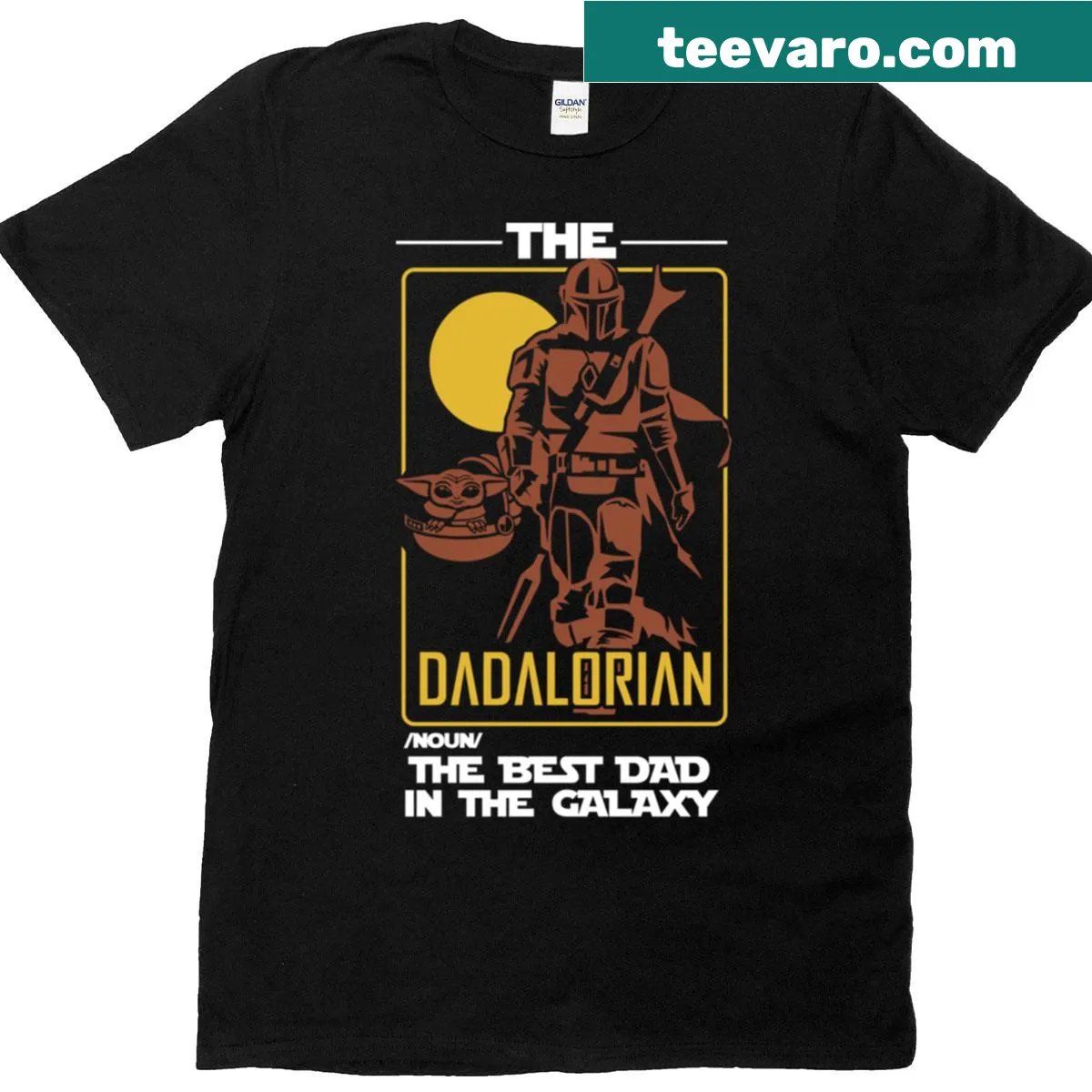 Illustration t-shirt for dads featuring The Dadalorian theme — on a men's t-shirt