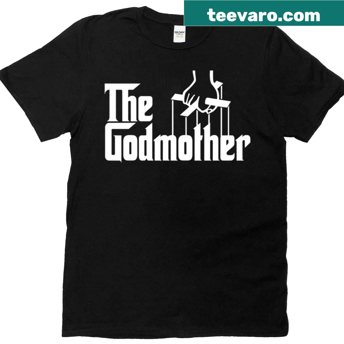 Playful typography design featuring 'The Godmother' text — on a men's t-shirt