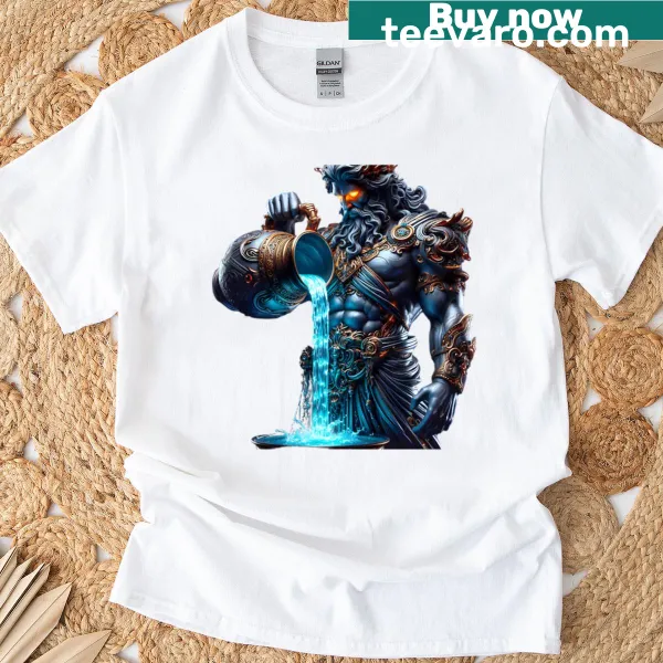Oversized Aquarius Zodiac Warriors design T-shirt