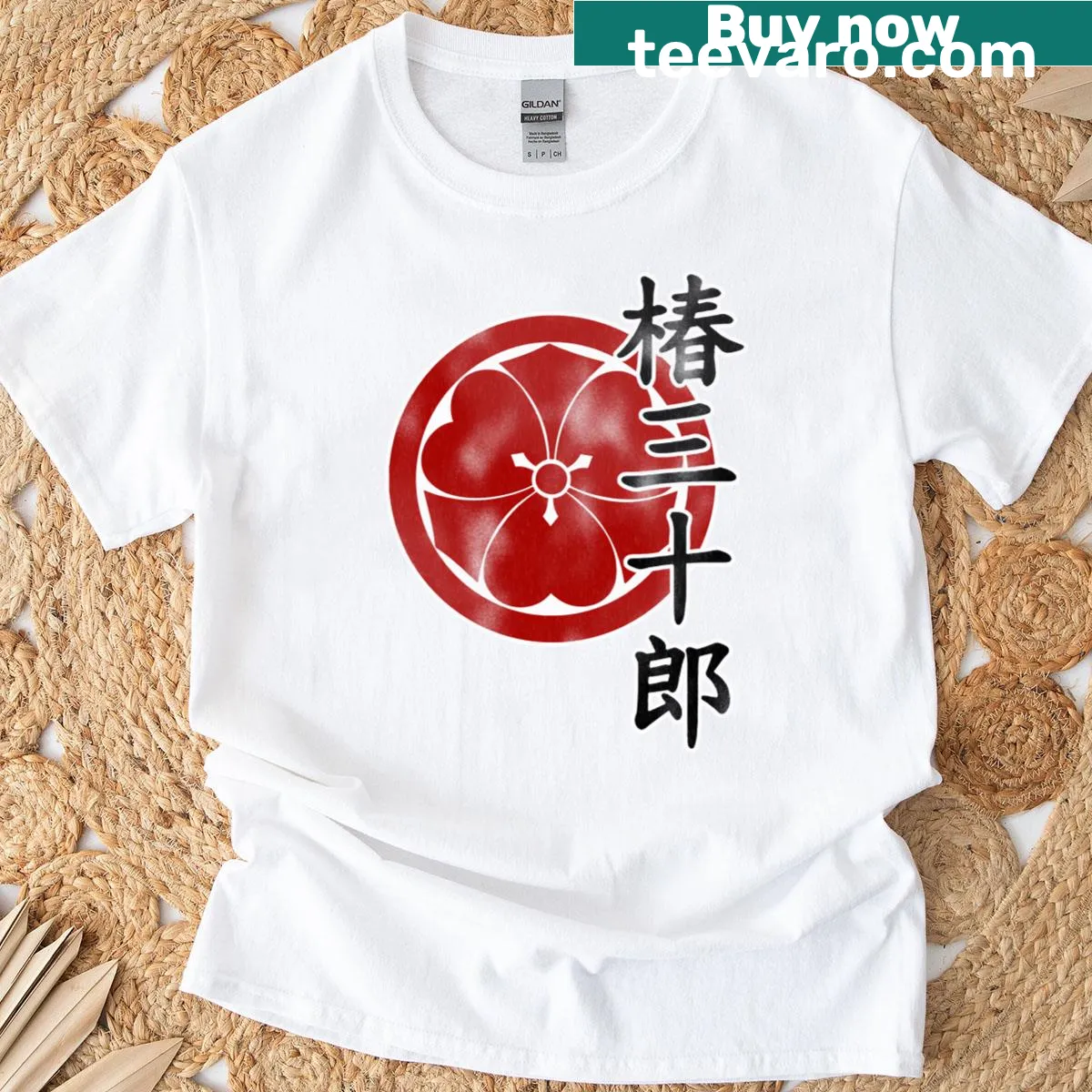 Vintage-style Camellias clothing design on T-shirt — on a men's t-shirt