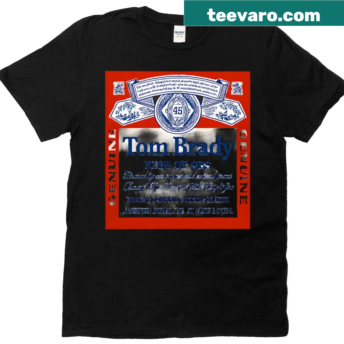 Tom Brady parody beer label design t-shirt — on a men's t-shirt