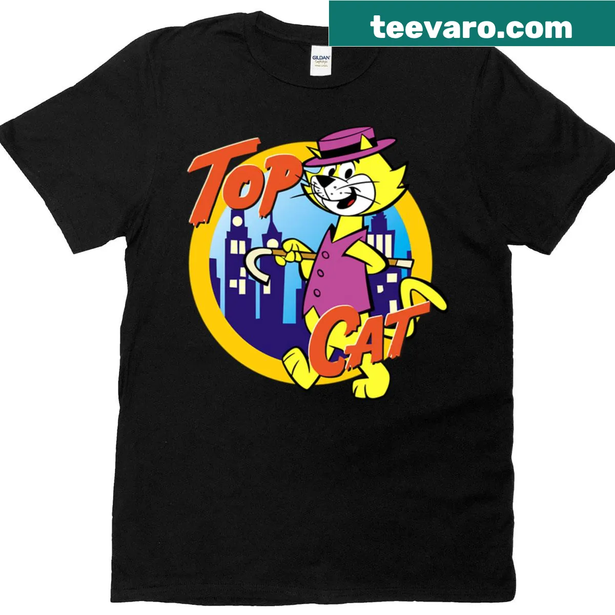 Vintage-style T-shirt featuring Top Cat design — on a men's t-shirt