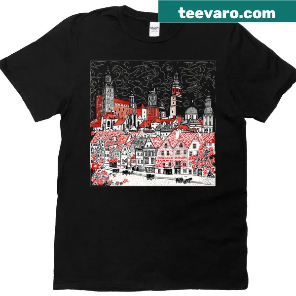 T-shirt featuring a graphic inspired by the city of Krakow