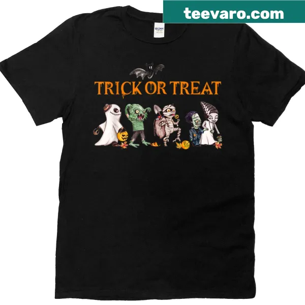 Cute Halloween T-shirt with cartoon monsters for kids
