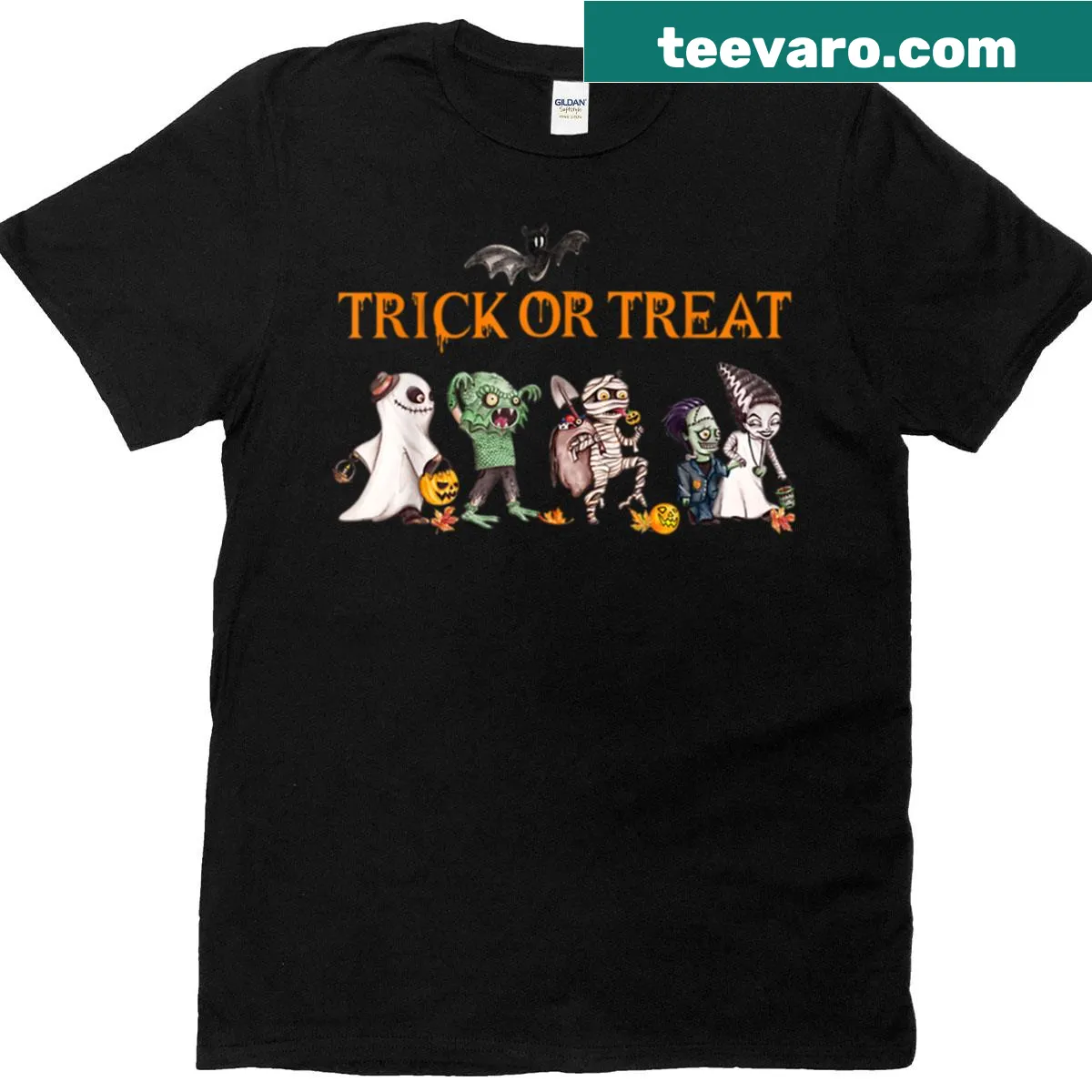 Cute Halloween T-shirt with cartoon monsters for kids — on a men's t-shirt
