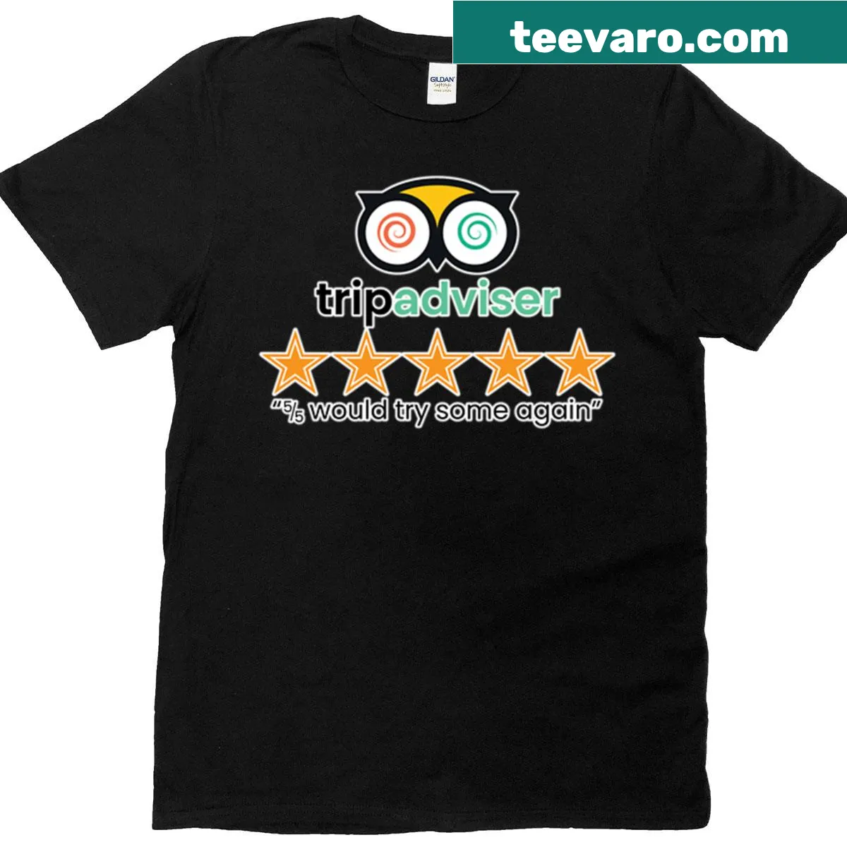 Travel-themed Trip Adviser T-shirt with playful graphic — on a men's t-shirt