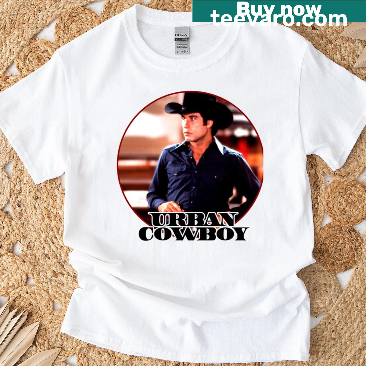 Vintage image t-shirt capturing urban cowboy culture — on a men's t-shirt
