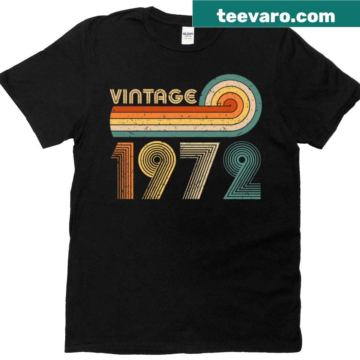 Vintage t-shirt featuring the year 1972 — on a men's t-shirt