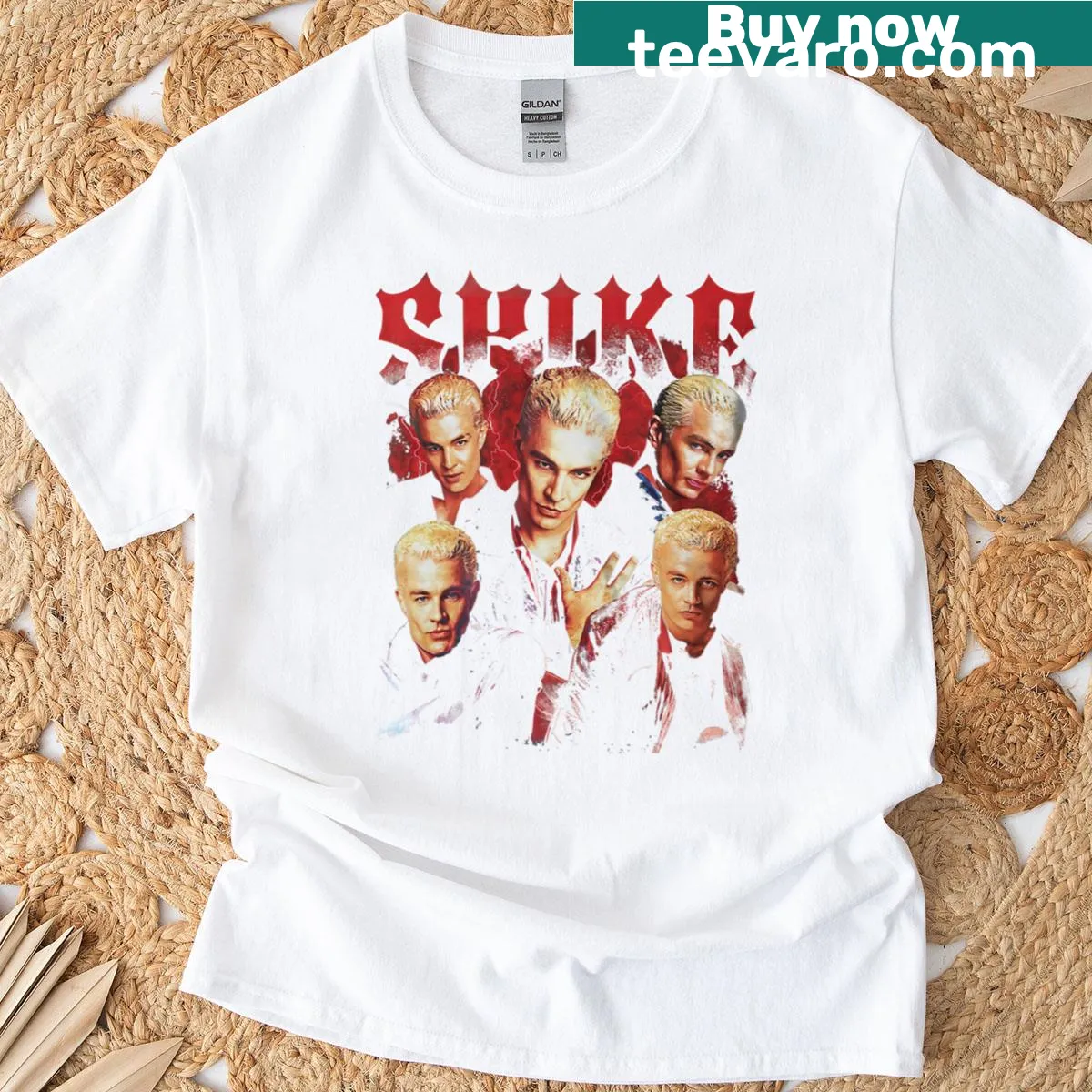 Vintage Buffy Vampire Spike T-shirt with an illustrated graphic of Spike — on a men's t-shirt
