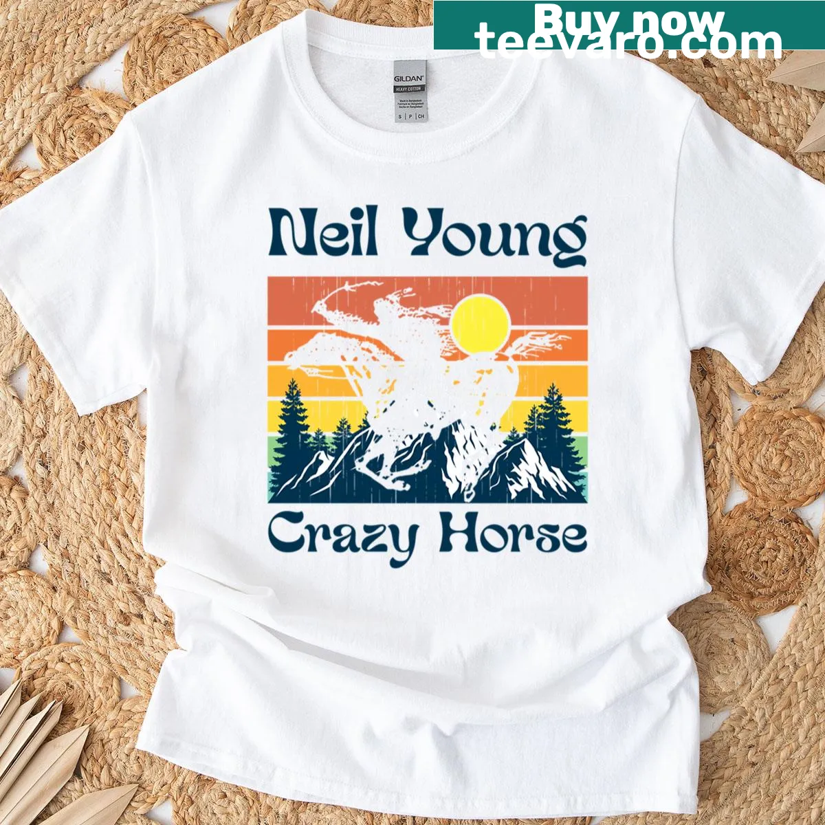 Vintage inspired Neil Young and Crazy Horse graphic t-shirt — on a men's t-shirt