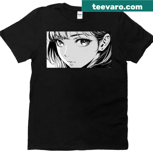 Adorable T-shirt featuring a vintage illustration of a cute manga girl