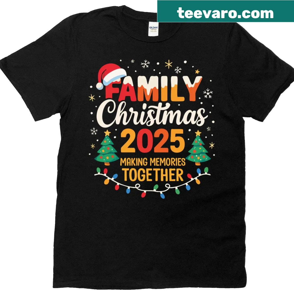 Vintage Family Christmas T-shirt with Santa design — on a men's t-shirt