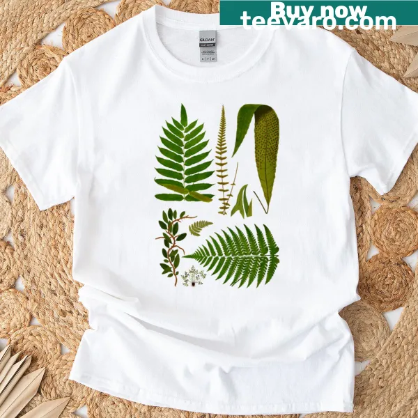 Illustrated T-shirt featuring detailed vintage fern species