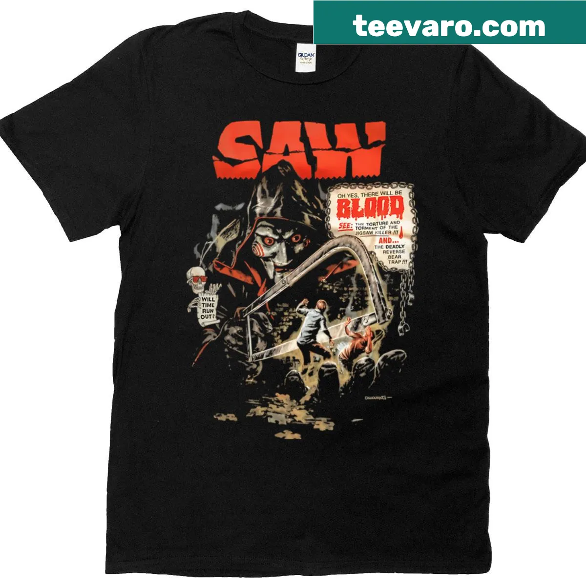 Vintage Horror Film T-shirt with classic horror movie design — on a men's t-shirt