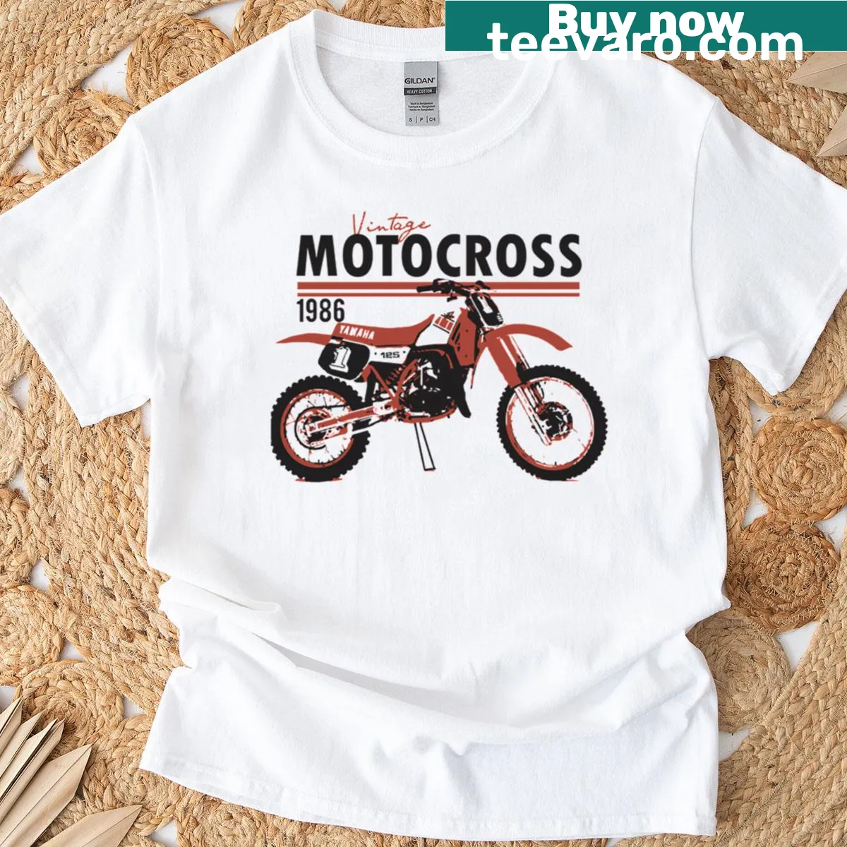 Retro motocross themed T-shirt design — on a men's t-shirt