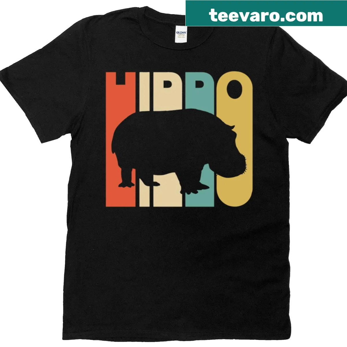Silhouette of a hippo in a vintage style on a t-shirt. — on a men's t-shirt