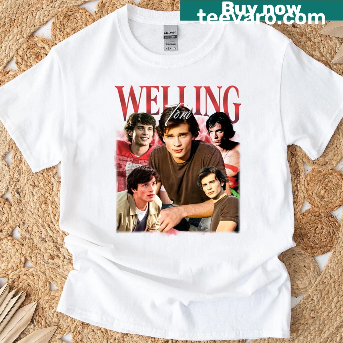 Vintage-style T-shirt celebrating Tom Welling and classic TV — on a men's t-shirt