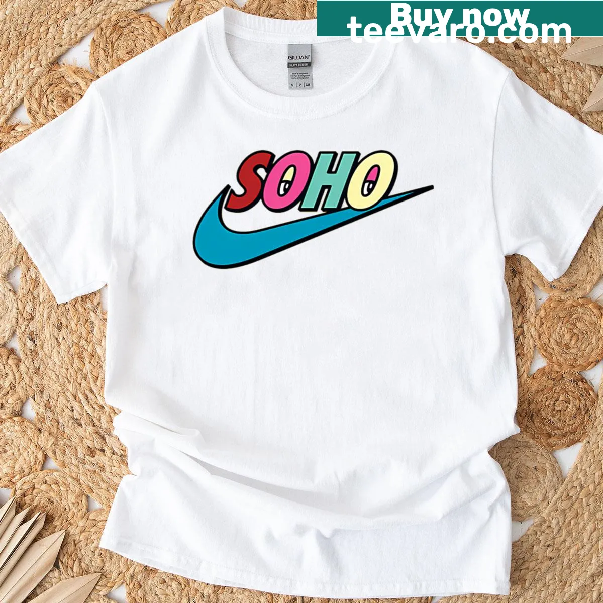 Distressed Violent Soho logo printed on a vintage-style t-shirt — on a men's t-shirt