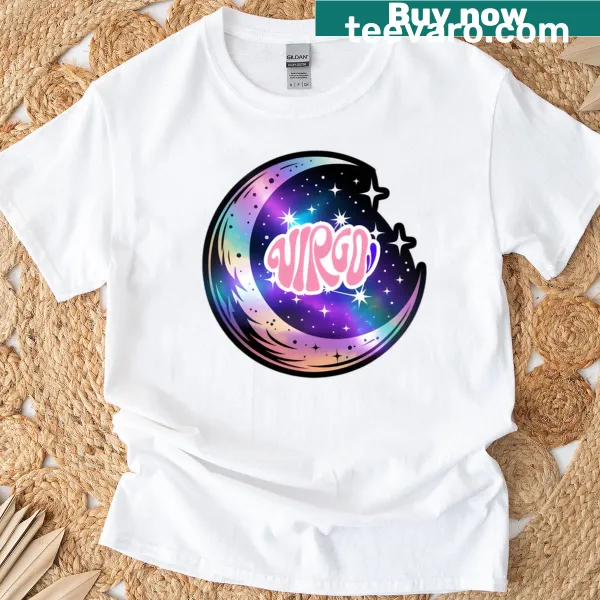 Astrology-themed oversized shirt with Virgo symbol and celestial designs