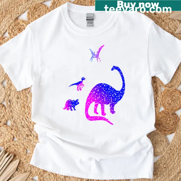 Cartoon dinosaurs walking on a T-shirt design