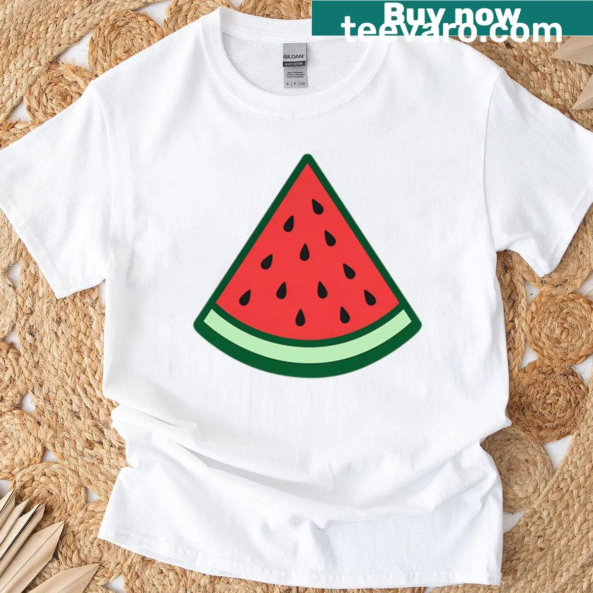 Cute watermelon slice illustration on a minimalist T-shirt — on a men's t-shirt