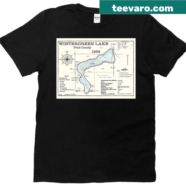 T-shirt featuring Wintergreen Lake graphic from Price County, WI
