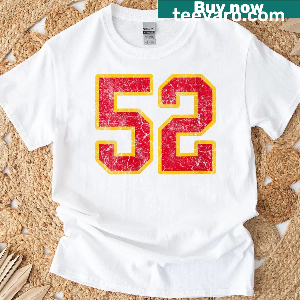 Grunge-style jersey t-shirt with number 52 and sporty design — on a men's t-shirt