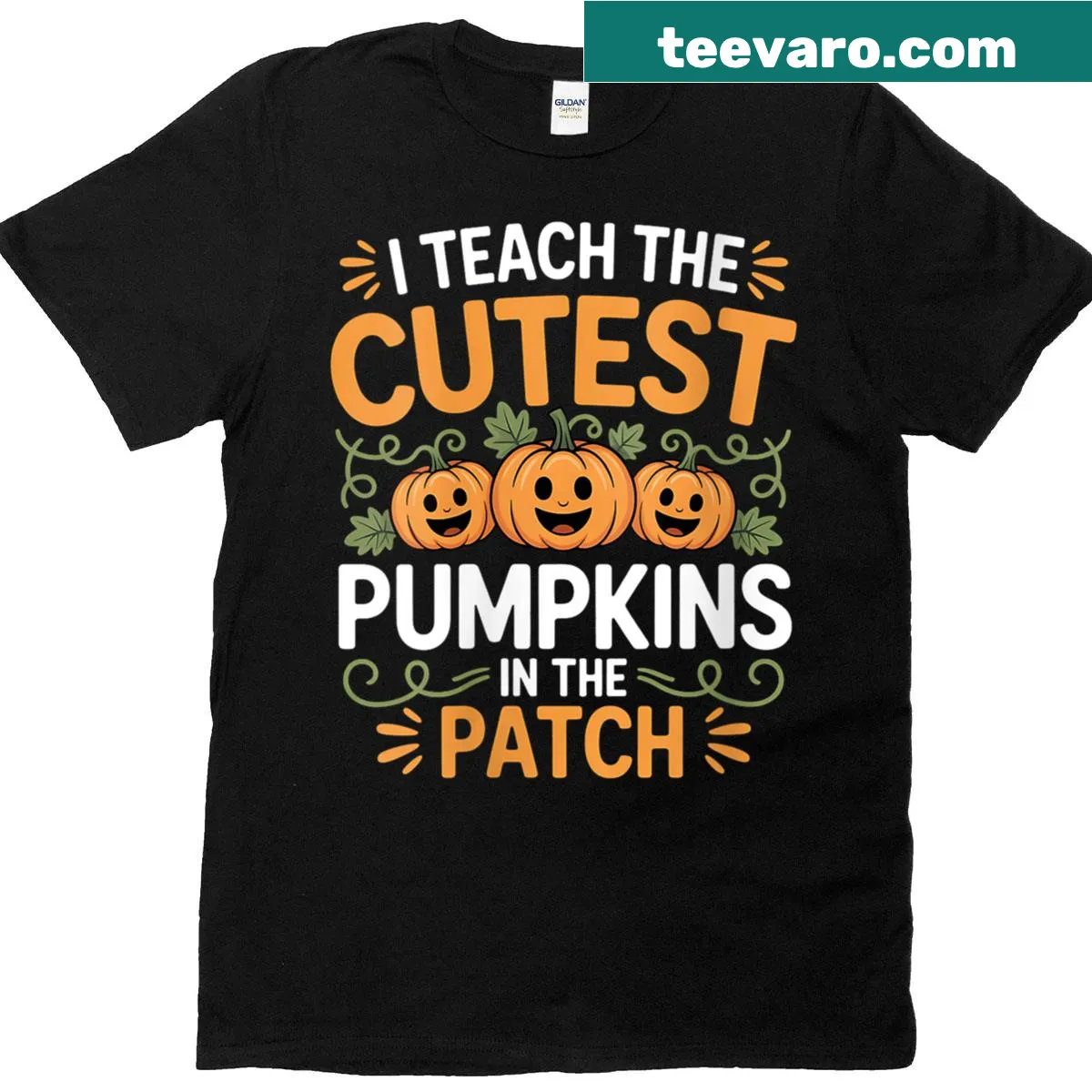 Cute pumpkin design for Halloween on teacher T-shirt — on a men's t-shirt